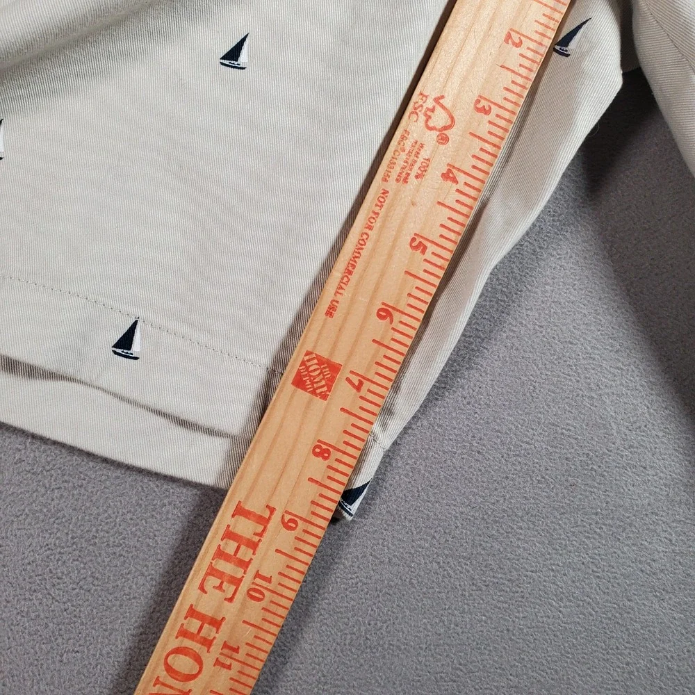 J Crew Chino Shorts Mens 40 Beige All Over Sailboat Print Embroidered Preppy NEW